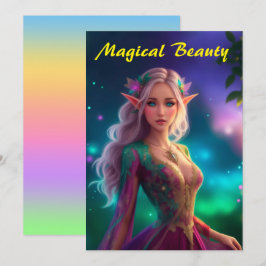 Prinsessa pixie älv färgrik magenta glöd vacker tack kort