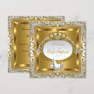 Prinsessa Quinceanera Elite Eleganta Guld Höga Kla Inbjudningar