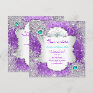 Prinsessa Quinceanera Lila Turkos Vinterundretid Inbjudningar