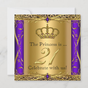Prinsessa Regal Lila Leopard 21-årsfest Inbjudningar