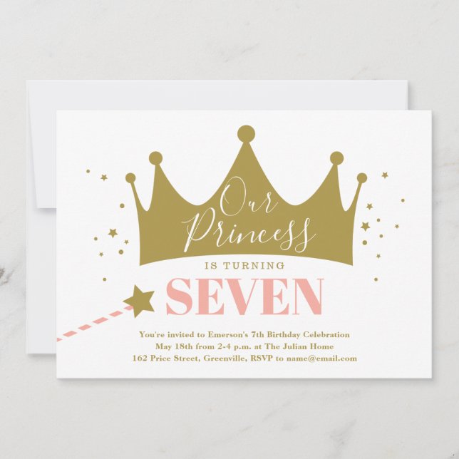 Prinsessa Rosa Barnkalas Inbjudningar (Framsida)