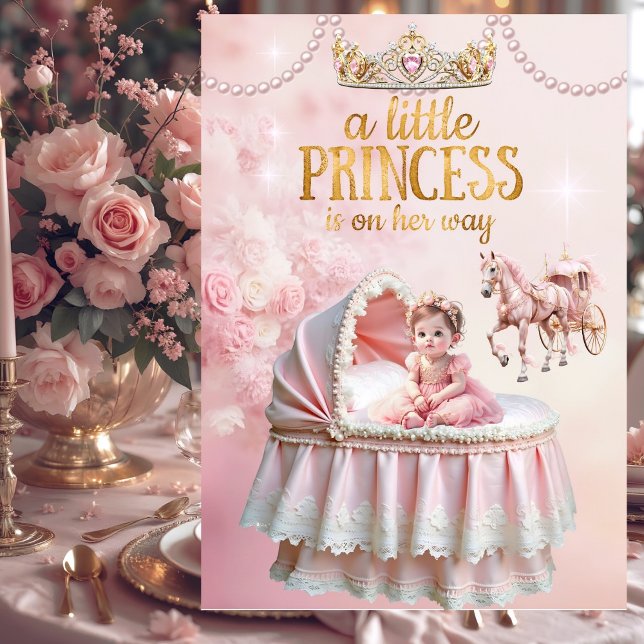 Prinsessa Rosa Barnkalas Vagn Sängkorg Inbjudningar (Skapare uppladdad)