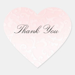 Prinsessa Rosa Damask Sagobok Elegant Bröllop Hjärtformat Klistermärke