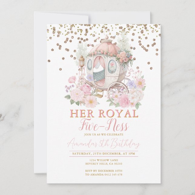 Prinsessa Rosa Födelsedagsrosor Blush Blomsterlig  Inbjudningar (Framsida)