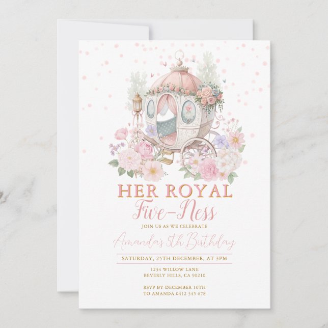 Prinsessa Rosa Födelsedagsrosor Blush Blomsterlig  Inbjudningar (Framsida)