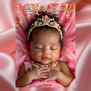 Prinsessa Rosa Guld Baby Girl Bebisdopp Etnisk Tia Inbjudningar