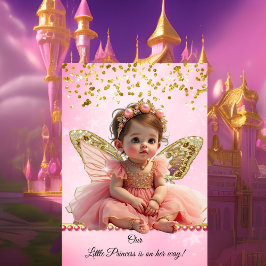 Prinsessa Rosa Guld Fjäril söt Bebis Baby Shower Inbjudningar