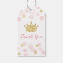 Prinsessa Rosa Guld Glitter Födelsedag Tack Presentetikett