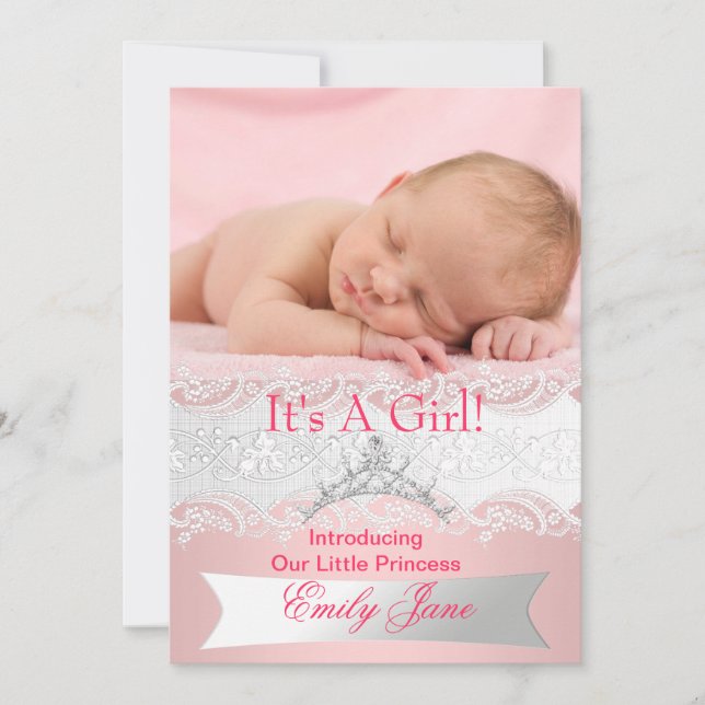 Prinsessa Rosa Ny Bebis Flickan Tillkännagivande F Meddelande (Framsida)