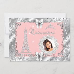 Prinsessa Rosa PERSIKA Quinceanera Silver Foto 2 Inbjudningar