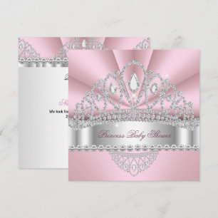 Prinsessa Rosa Vit Diamant Tiara Barnkalas Inbjudningar