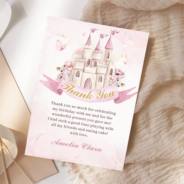 Prinsessa Sagolike Slott Födelsedag Tack Kort (Skapare uppladdad)