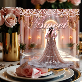 Prinsessa Söt 16 Födelsedagsfest Rosérod Inbjudningar