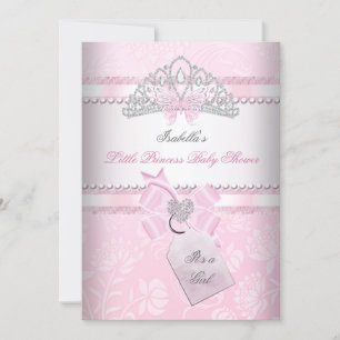 Prinsessa Söt Baby Shower Flicka Fjäril Tiara Inbjudningar