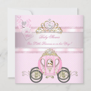 Prinsessa Söt Bebis Babyshower Flicka Vagn Inbjudningar