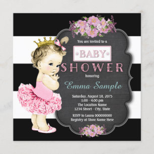 Prinsessa Tutu Flickor Kritskrifts Baby Shower Inbjudningar