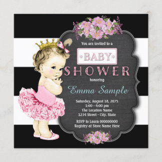 Prinsessa Tutu Flickor Kritskrifts Baby Shower Inbjudningar