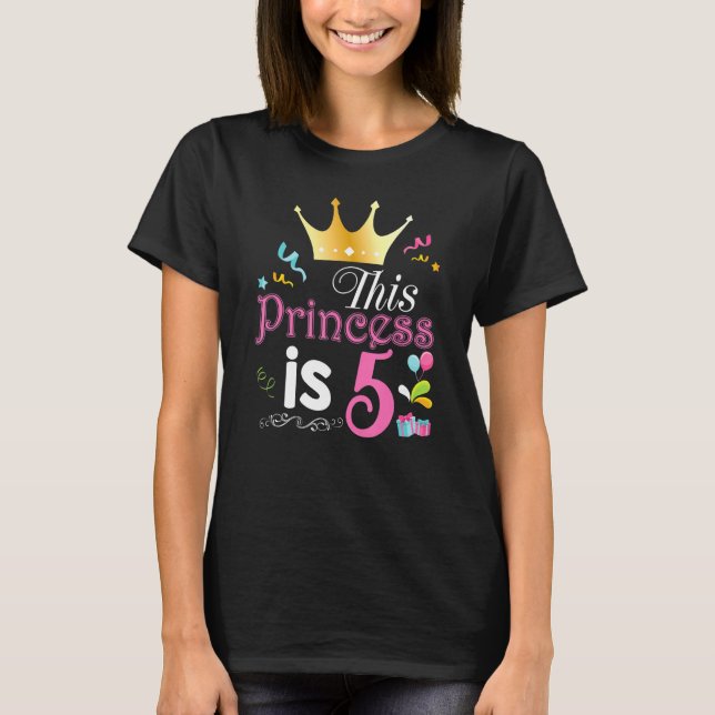 Prinsessan är 5 år gammal 5 Grattis på födelsedage T Shirt (Framsida)