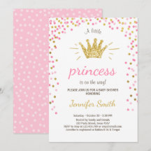 Prinsessan Babyskons inbjudan Rosa Guld Glitter