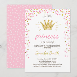Prinsessan Babyskons inbjudan Rosa Guld Glitter