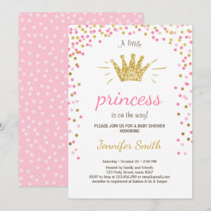 Prinsessan Babyskons inbjudan Rosa Guld Glitter