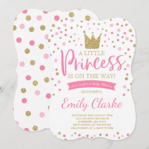 Prinsessan Babyskor bjuder in Rosa Guld Shower Inbjudningar