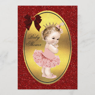Prinsessan Ballerina Fake Gold Foil Glitter Bow Inbjudningar