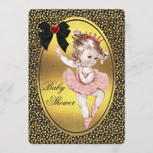 Prinsessan Ballerina Falsk Bow Foil & Glitter Dusc Inbjudningar