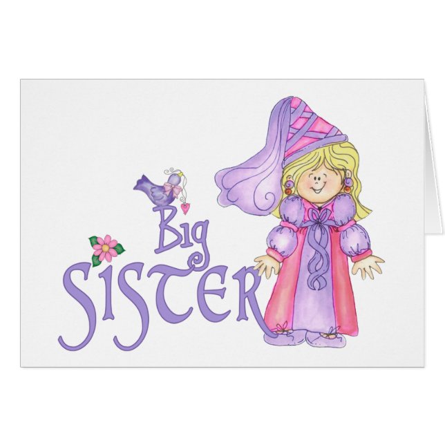 Prinsessan Big Sister Blank Card OBS Kort (Framsidan Horizontal)