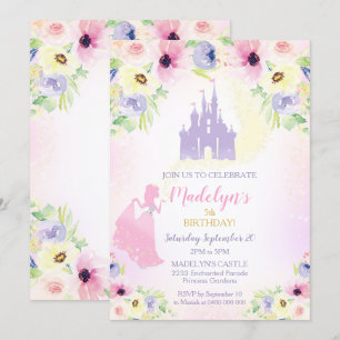 Prinsessan Birthday bjudande Princess Castle Inbjudningar