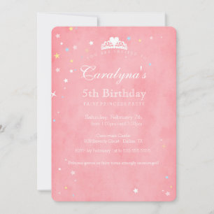 Prinsessan Birthday bjudande Rosa Fairy Dust III Inbjudningar