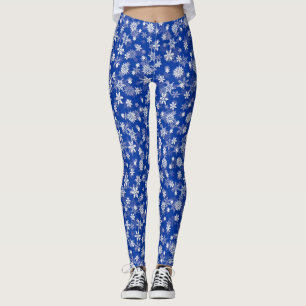 Prinsessan Blue & White Jul Helgdag Snöflingor Leggings