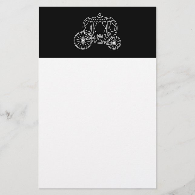Prinsessan Carriage, White on Black. Brevpapper (Framsida)
