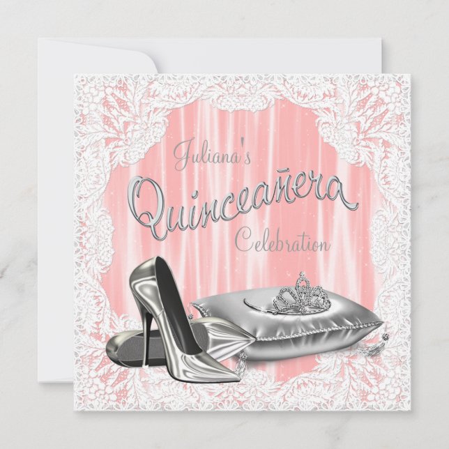 Prinsessan Coral och Gray Quinceanera Inbjudningar (Framsida)