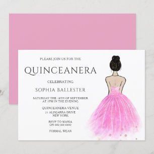 prinsessan Dress Girl Quinceanera Party Inbjudningar