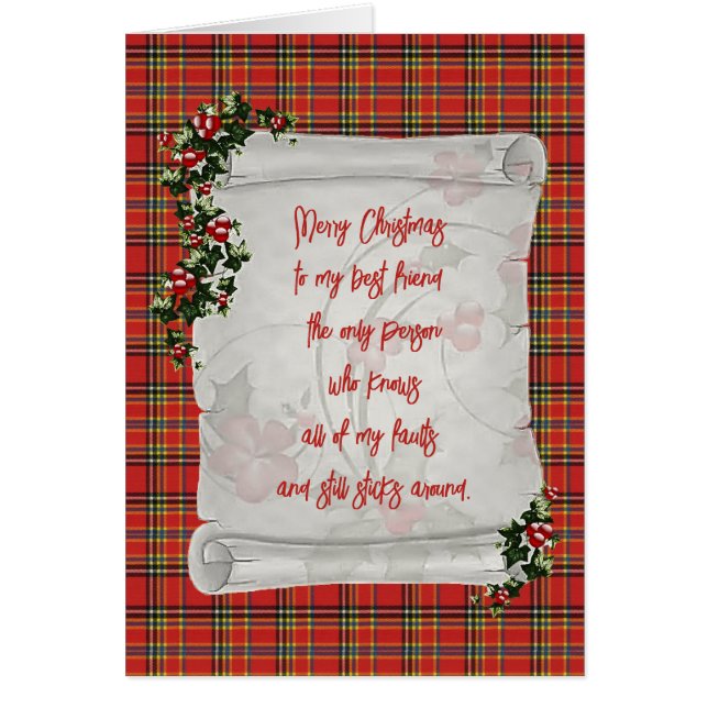 Prinsessan Elizabeth Tartan Bästa Vän Jul Hälsningskort (Framsidan)