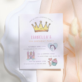 Prinsessan Enhörning & Slott Sagoberättelse Födels Inbjudan Vykort