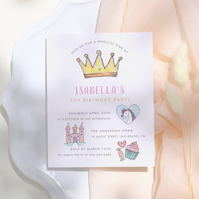 Prinsessan Enhörning & Slott Sagoberättelse Födels Inbjudan Vykort (Skapare uppladdad)