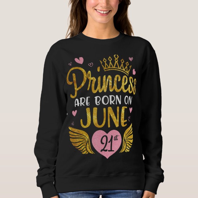 Prinsessan föds den 21 juni Grattis på födelsedage T Shirt (Framsida)