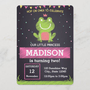 Prinsessan Frog Birthday-inbjudan Inbjudningar