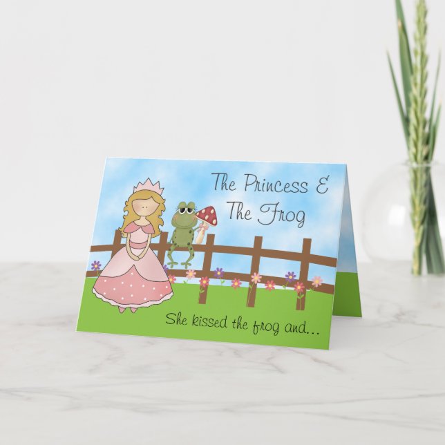 Prinsessan, Frog och Unicorn Birthday Card Kort (Framsida)