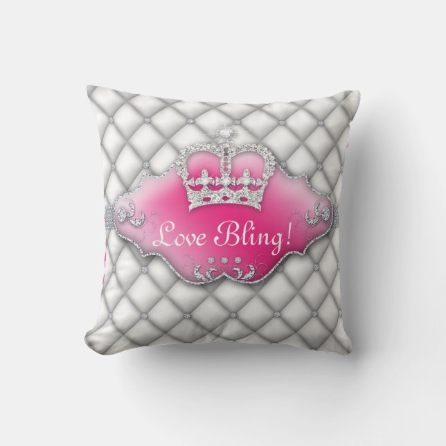 Prinsessan Krona Pillow tuftad Satin Diamond White Kudde (Framsida)