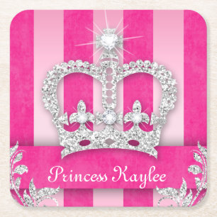 Prinsessan Krona Sweet 16 Quinceanera Rand Underl Underlägg Papper Kvadrat