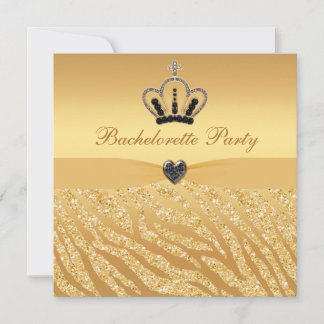 Prinsessan Krona & Zebra Glitter Print Bachelorett Inbjudningar