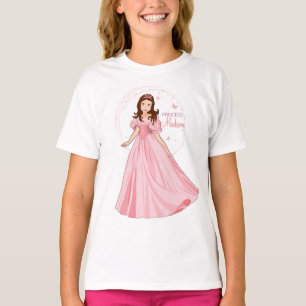 Prinsessan Madison i Rosa klänning Flickans T-shi T Shirt