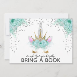 Prinsessan Mint, Silver och Guld Unicorn föder Bok Inbjudningar