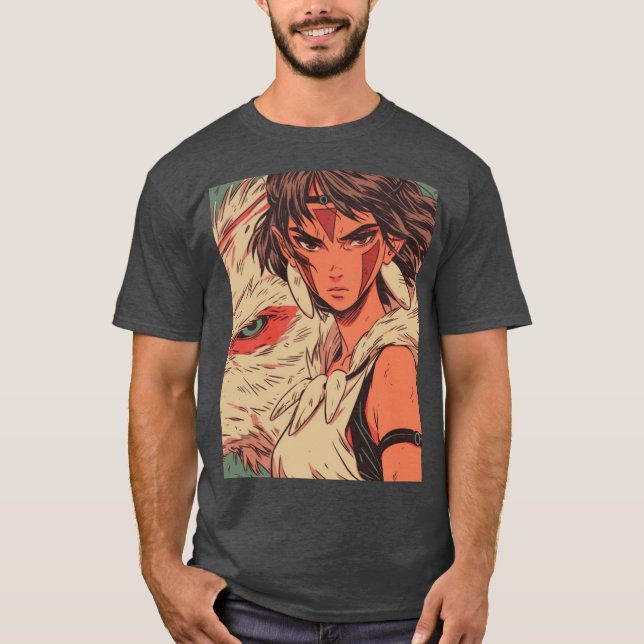 Prinsessan Mononoke Vintage Cartoon Style present  T Shirt (Framsida)