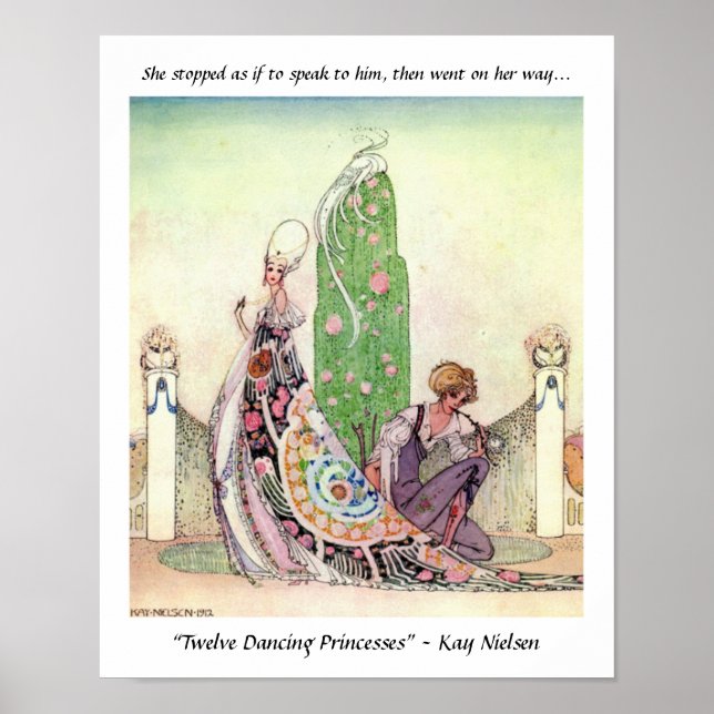 Prinsessan och trädgårdspojken saga illustration poster (Framsidan)