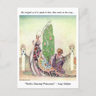 Prinsessan och trädgårdspojken saga illustration vykort