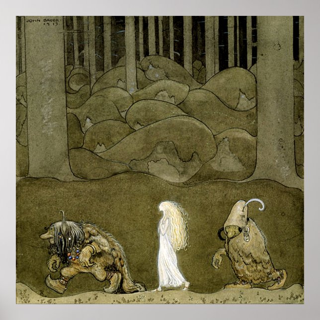 “Prinsessan och troll” Akvarell av John B Poster (Framsidan)